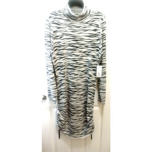 NWT Womens Long Sleeve Animal Print Sweater Dress Sz XL Zebra Stretchy Pullover
